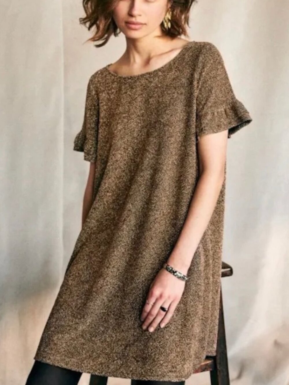 Sezane Janet Gold Metallic Mini Dress XS